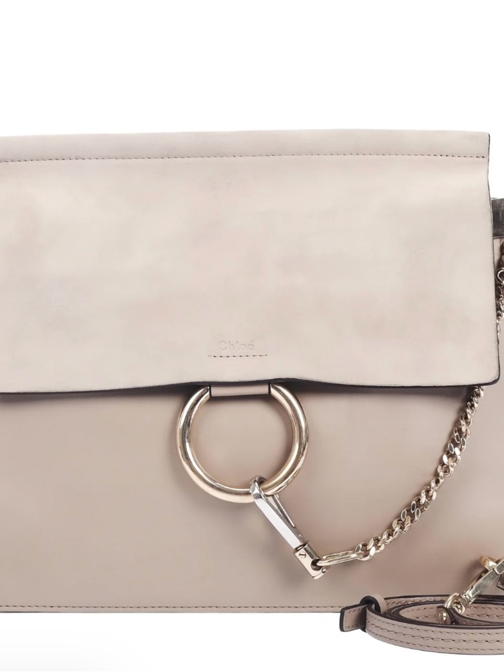 Like New Chloe Faye Cream Leather & Suede Bag with champagne gold hardware